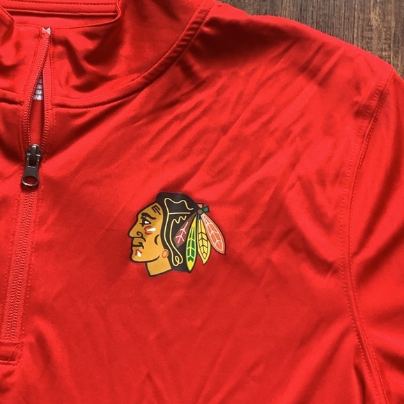 Chicago Blackhawks NHL Quarter-Zip Jacket Red Size Large NWT - Picture 2 of 12